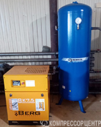 Винтовой компрессор "Berg" ВК-7.5/8 Е и вертикальный ресивер "Remeza" РВ 500.11.00
